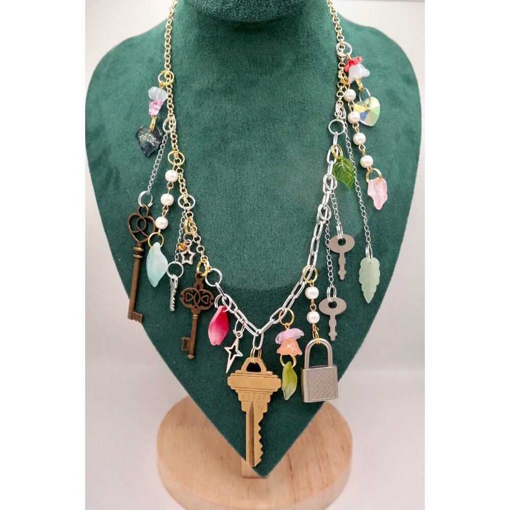 Keys & Leaves Fairy Necklace